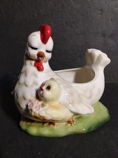Antigo plantador de cerâmica Lefton mãe galinha e galinha antropomórfica! JAPÃO RARO! H4512 comprar usado  Enviando para Brazil