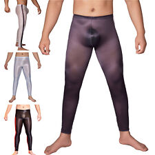 Roupa íntima masculina elástica modeladora brilhante transparente longa John treino sexy, usado comprar usado  Enviando para Brazil
