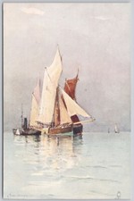 Usado, Barco cartão postal dividido pintura veleiros comprar usado  Enviando para Brazil