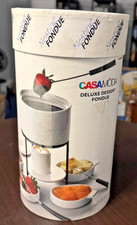 Usado, Conjunto de fondue de sobremesa CasaModa Deluxe – Pote de porcelana, suporte, queimador e garfos – Novo comprar usado  Enviando para Brazil