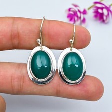 Brinco de pedra preciosa ônix verde natural feito à mão prata esterlina 925 presentes joias comprar usado  Enviando para Brazil