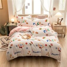 Conjunto de roupa de cama de flanela dupla face grossa 3/4 peças veludo leite desenho animado capa lençol comprar usado  Enviando para Brazil