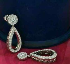 Usado, Brincos folheados a ouro branco 14K com gota de lágrima de diamante de corte redondo 1,50 ct criados em laboratório comprar usado  Enviando para Brazil