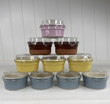 Conjunto de 10 utensílios de panificação Cermer Souffle Ramekins azul amarelo marrom cerâmica com tampas comprar usado  Enviando para Brazil
