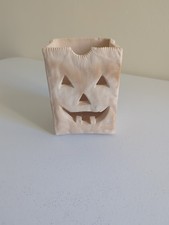 Luminária Terra Cotta para Halloween com rosto Jack-o'-lantern 4x6x2" comprar usado  Enviando para Brazil