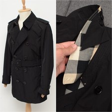 Jaqueta trench coat masculina autêntica Burberry Brit preta de náilon com cinto tamanho G comprar usado  Enviando para Brazil