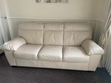 Cream leather sofa for sale  MIDDLESBROUGH