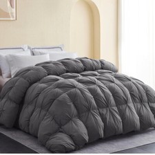 Edredom plissado de penas de ganso 3D cinza algodão (rainha 90 x 90) comprar usado  Enviando para Brazil