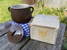 Panela Cousances (Le Creuset) ferro fundido esmalte feijão marrom rara panela vintage comprar usado  Enviando para Brazil