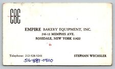 Cartão de visita vintage Empire Bakery Equipment Inc Rosedale New York Wechsler, usado comprar usado  Enviando para Brazil
