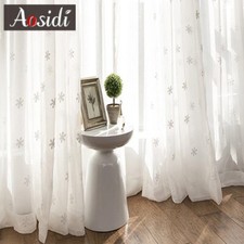 Cortina transparente Hall para sala bordada cortina de tule cortina de floco de neve Natal comprar usado  Enviando para Brazil