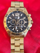 Relógio masculino Citizen cronógrafo quartzo mostrador dourado 0520-S 101212 100m com R GN-4-S comprar usado  Enviando para Brazil