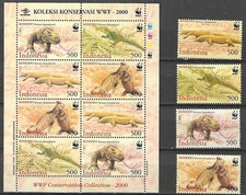 Indonesia 2000 WWF Vida Silvestre Fauna Animales Animales Reptiles Varan Set + MS segunda mano  Embacar hacia Mexico