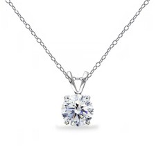Colar solitário redondo de prata esterlina 8 mm criado com zircônia AAA comprar usado  Enviando para Brazil