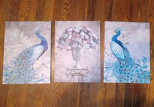 Peacock canvas wall for sale  Pittsfield