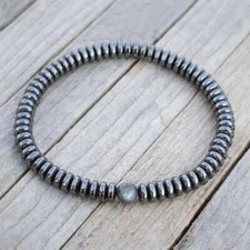 Berloque masculino de pedra natural minimalista moda contas de hematita pulseiras joias ioga comprar usado  Enviando para Brazil