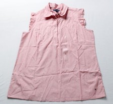 Blusa Tommy Hilfiger feminina listrada de algodão com babados AC2 vermelha pequena comprar usado  Enviando para Brazil