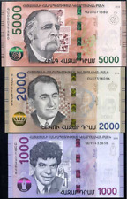 LOT SET SERIE 3 Billets Armenie ARMENIA 1000 2000 5000 DRAM 2018 HYBRID NEUF UNC comprar usado  Enviando para Brazil