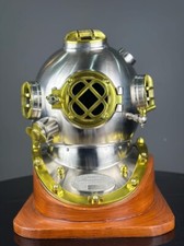 Casco de buceo cromado para buceo en aguas profundas casco de buceo con base de madera segunda mano  Embacar hacia Mexico