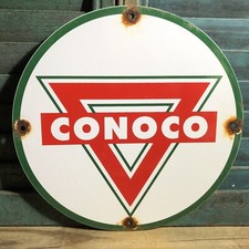 PLACA BOMBA PLACA PLACA PLACA PLACA VINTAGE CONOCO GASOLINA TRIÂNGULO PORCELANA METAL GASOLINA comprar usado  Enviando para Brazil