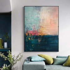Pintura a óleo pintada à mão rosa arte de parede moderna abstrata paisagem quadro comprar usado  Enviando para Brazil