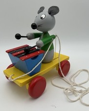 Vintage Raro HTF Mouse de Madeira Tocando Xilofone Puxar Brinquedo Funciona Ótimo Estado! comprar usado  Enviando para Brazil