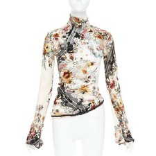 Usado, raro JEAN PAUL GAULTIER Vintage creme floral qipao devore top assimétrico IT38 XS comprar usado  Enviando para Brazil