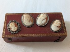 Usado, BIJOUX ANCIENS LOT 4 BROCHE CAMEE SUR COQUILLE MONTURE ARGENT MARCASSITE 20ème comprar usado  Enviando para Brazil