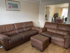 Dfs leather sofa for sale  CROYDON