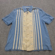 Camisa masculina Nat Nast média azul bronzeado seda boliche acampamento manga curta casual comprar usado  Enviando para Brazil