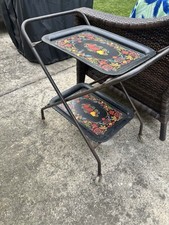 CARRITO DE SERVIR vintage plegable té utilitario rodante mediados de siglo moderno barra de metal segunda mano  Embacar hacia Mexico