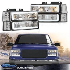 Ajuste para 94-98 C10 C/K Silverado farol LED DRL + lâmpada de canto transparente parachoque comprar usado  Enviando para Brazil