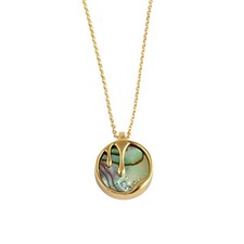 Colar pingente redondo concha Abalone folheado a ouro corrente joia natural presente comprar usado  Enviando para Brazil