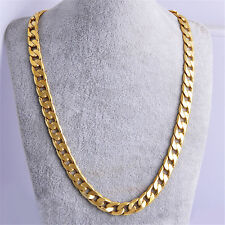 Colar de corrente cubana masculino menino aço inoxidável folheado a ouro 18K 24", usado comprar usado  Enviando para Brazil
