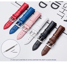 Pulseira de relógio de couro genuíno de qualidade com fivela de pino colorido 10-24 mm comprar usado  Enviando para Brazil