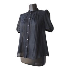 Blusa Athe Vanessa Bruno manga curta boêmia preta com botões tamanho 38/M comprar usado  Enviando para Brazil