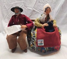 Colcha de crochê vintage Santon Provence casal antigo no banco homem raro e cachimbo senhora comprar usado  Enviando para Brazil