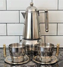 Antigo conjunto de cafeteira espresso Vev Vigano com 2 xícaras e 2 pires, feito na Itália comprar usado  Enviando para Brazil