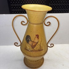 Vaso vintage tema country galo colorido 16” amarelo frango metal/estanho comprar usado  Enviando para Brazil