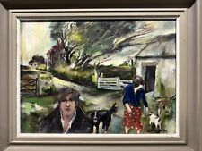 GILL WATKISS ORIGINAL EMOLDURADO ÓLEO SOBRE TELA - WALKING THE DOGS NORTH COUNTY 1993  comprar usado  Enviando para Brazil