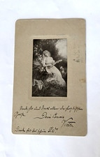 Cartão postal estrangeiro antigo antes de 1900 menina mulher com alaúde em vestido branco longo comprar usado  Enviando para Brazil