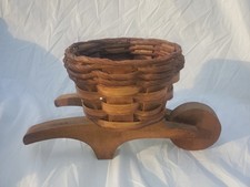 Vintage Drewno Rattan Kosz na taczkę Donica Brązowy Stacjonarny  na sprzedaż  Wysyłka do Poland