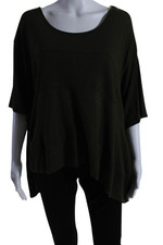 Blusa feminina RVN gola redonda manga curta assimétrica verde oliva tamanho XS comprar usado  Enviando para Brazil