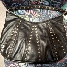 Bolsa hobo cravejada de couro preta Ecclled sem detalhes comprar usado  Enviando para Brazil