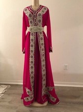 Usado, Kaftan islâmico costurado bordado magenta Georgette comprar usado  Enviando para Brazil