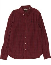 Camisa masculina slim fit TIMBERLAND grande vermelha algodão Gingham DN05 comprar usado  Enviando para Brazil