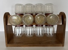 Rack de especiarias giratório feito à mão madeira de bordo com 16 potes de vidro vintage 14” de comprimento comprar usado  Enviando para Brazil