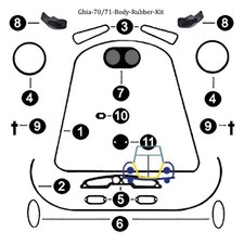 Kit de borracha VW-Karmann Ghia Body - 1970 a 1971 comprar usado  Enviando para Brazil