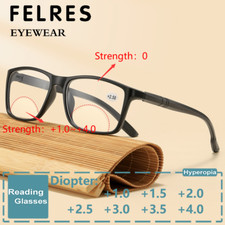 Óculos de leitura masculino feminino quadrado bifocal clássico lente transparente leitores presbiopicos comprar usado  Enviando para Brazil