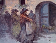 Tableau ancien huile d'occasion  Belleville